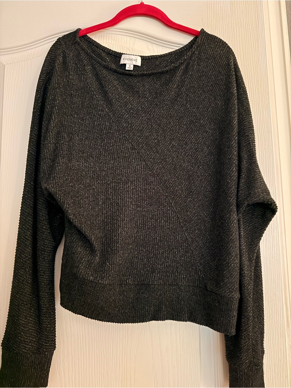 Evereve Metallic Charcoal Scoopneck Sweater